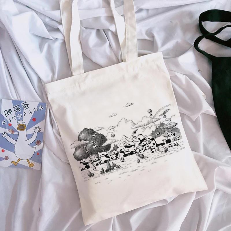 Холстовая сумка Kawaii Harajuku с рисунком, сумка для покупок, сумка через плечо с принтом, сумка для покупок, повседневная модная сумка.