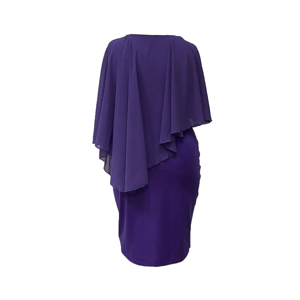 Женское однотонное платье-шаль из шифона с рукавами «летучая мышь» и круглым вырезом, облегающее, большого размера, миди