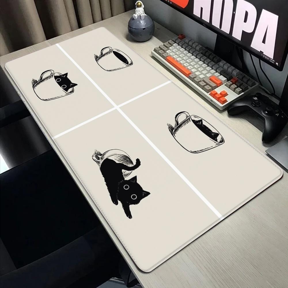 Смешные черные кошки Коврики для мыши Милый кот Компьютерный Xxl Серый Коврик для мыши Офисный коврик для стола 900x400 Большой Кавайи Офисные аксессуары Ковер