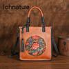 Chinese Style Retro Embossed Women Bag Genuine Leather Versatile Real Cowhide Large Capacity Shoulder Bags