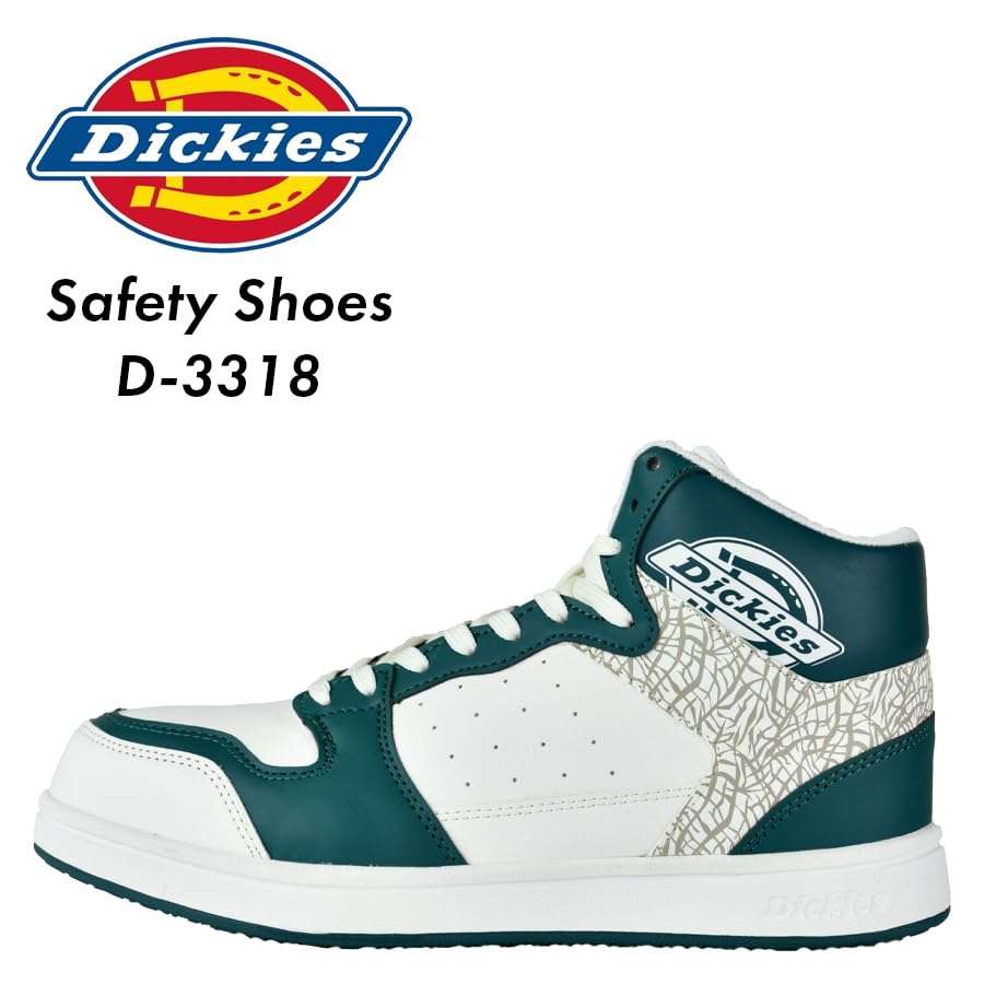 Dickies Мужские полуботинки кроссовки с защитным стальным подноском D-3318, легкие, амортизирующие, подносок, маслостойкая подошва, зеленые, 26.5см