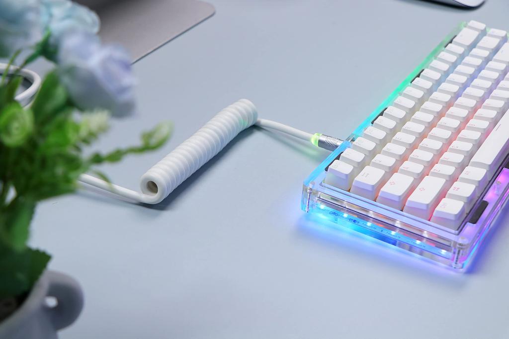 EPOMAKER Puff Спиральный USB-кабель-авиатор, Съемный кабель Type-C для механической игровой клавиатуры для WindowsMacGamers, Совместим с RT100TH68 PROTH80