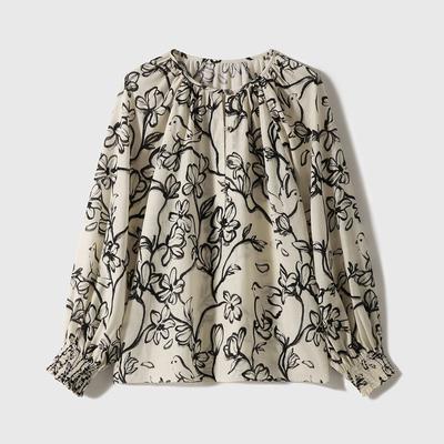 Осенний простой осенний тонкий топ с круглым вырезом и длинными рукавами