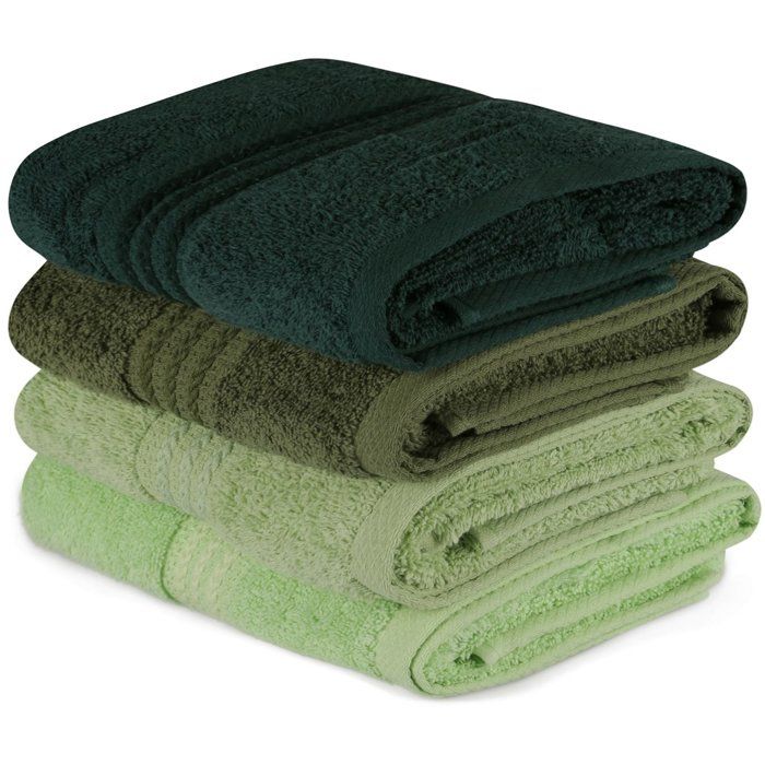 Ensemble de 4 serviettes a main - 50 x 90 cm - Vert