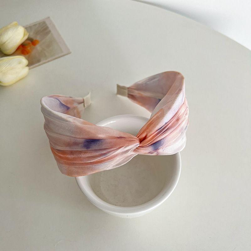 Аксессуары с принтом тай-дай, повязка на голову с широкими краями, повязка на голову со скрещенными краями, модная повязка на голову