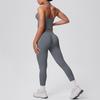 Бесшовный комплект из двух предметов для йоги и фитнеса с halter-топом для женщин