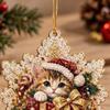 6pcs DIY Craft Pearl Diamond Painting Kit 2D Flat Wooden Tag Pendants  New Year Gift