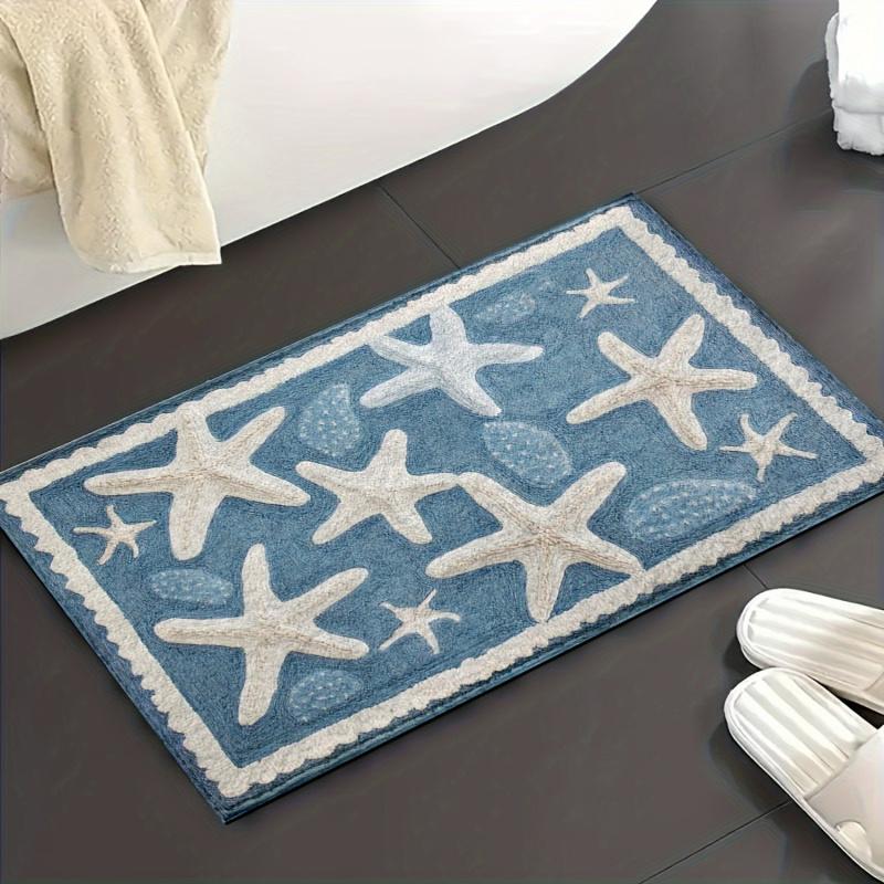 Ocean Style Bathroom Floor Mat, Bathroom Entrance Absorbent Mat, Shower Room Anti Slip Carpet Home Decoration