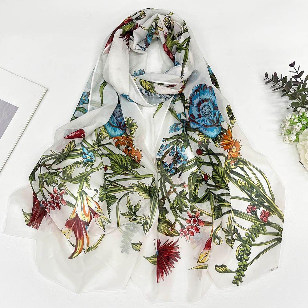 Sun-Resistant Silk Scarf Breathable Long Wraps Portable Beach Shawl for Women