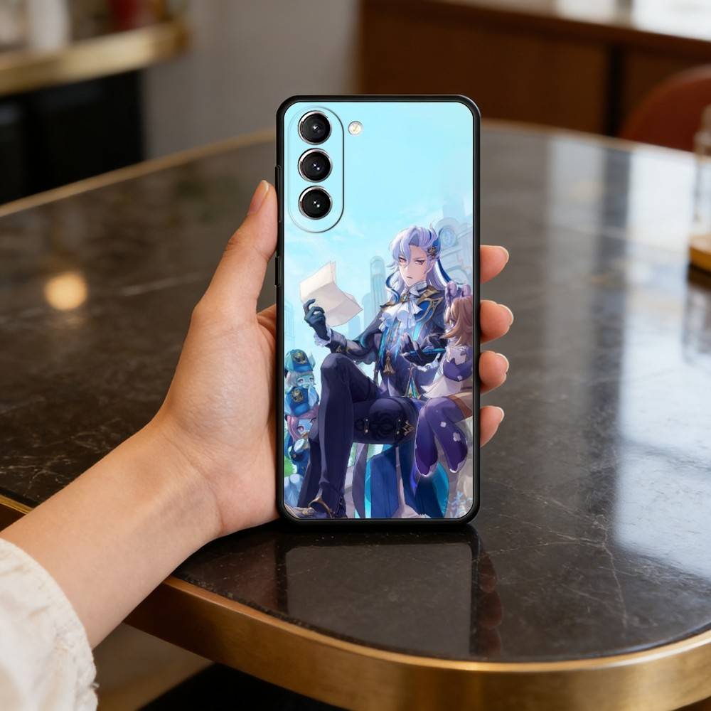 N-Neuvillette Genshin Impact Phone Case For Samsung S25,24,23,22,30,21,10,9,Ultra,Plus,Lite,FE,4,5 G Soft Black Case
