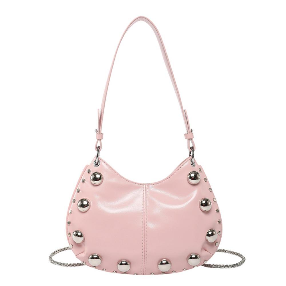 Small Pack Punk Style Handbags Crossbody Bag Shoulder Bag Fashion Rivets PU Underarm Bag Girls