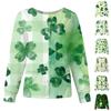 Женская повседневная модная блузка с длинным рукавом, воротником-стойкой и однобортной застежкой. Куртки-топы рабочей одежды с принтом ко Дню святого Патрика