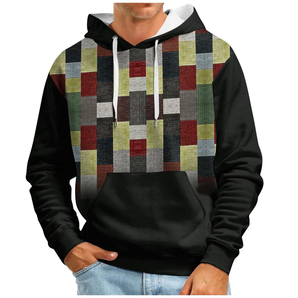 Модный свободный мужской и женский свитер с капюшоном с длинным рукавом и принтом