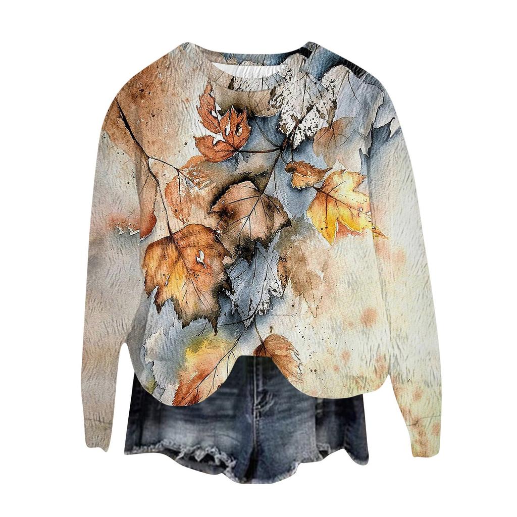 Женский модный пуловер с круглым вырезом, футболка с длинным рукавом, с принтом