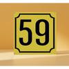 House Number 59 Yellow Metal Sign 20x20cm, Chocolate Brown Modern Door Decor