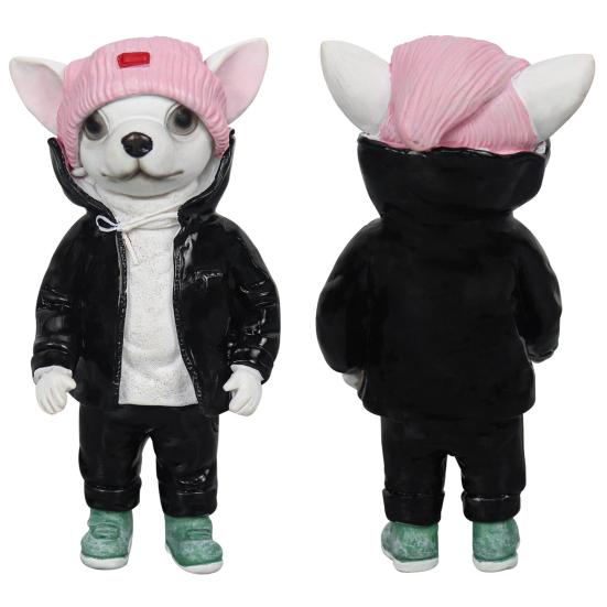 Yousheng 1/4Pcs Dog Figurines Doll Halloween Resin Ornament Standing Puppy Toy Outdoor Decor Fairy Garden Accessories