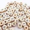 10 мм 100 шт. Квадратные Натуральные Деревянные Бусины с Алфавитом A-Z 0-9 Бусины с буквами для браслетов Разделитель Детский Гладкий Прорезыватель Ювелирные изделия Пустышка KTJ