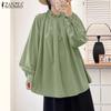 Women Casual Stand Collar Long Sleeve Loose Blouse
