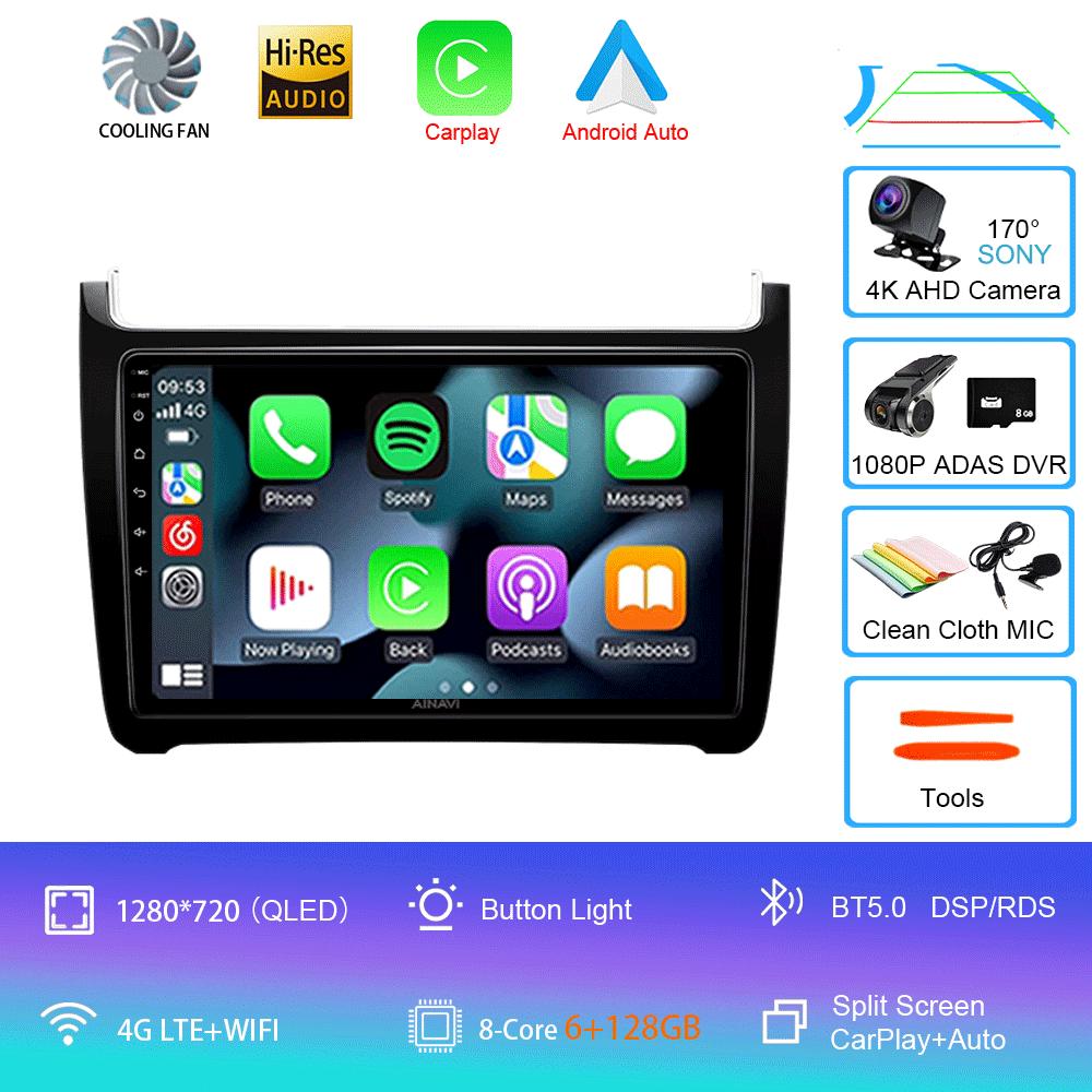 Автомобильное радио Android 14 Carplay 4G+Wifi для Volkswagen VW polo 5 sedan 2008-2020 Мультимедийный плеер Стерео GPS 2 Din DVD Головное устройство