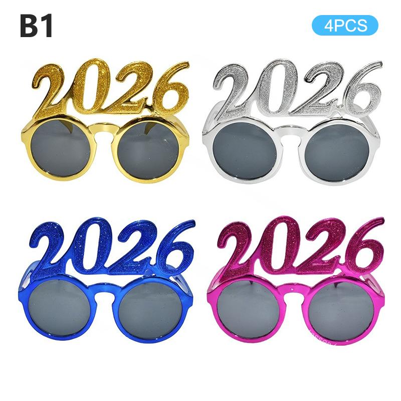 2026 Номер Очки 2026 Счастливого Года Очки Бриллиантовые Блестящие Солнцезащитные Очки Косплей Реквизит Украшение для Рождественской Вечеринки Смешные Очки
