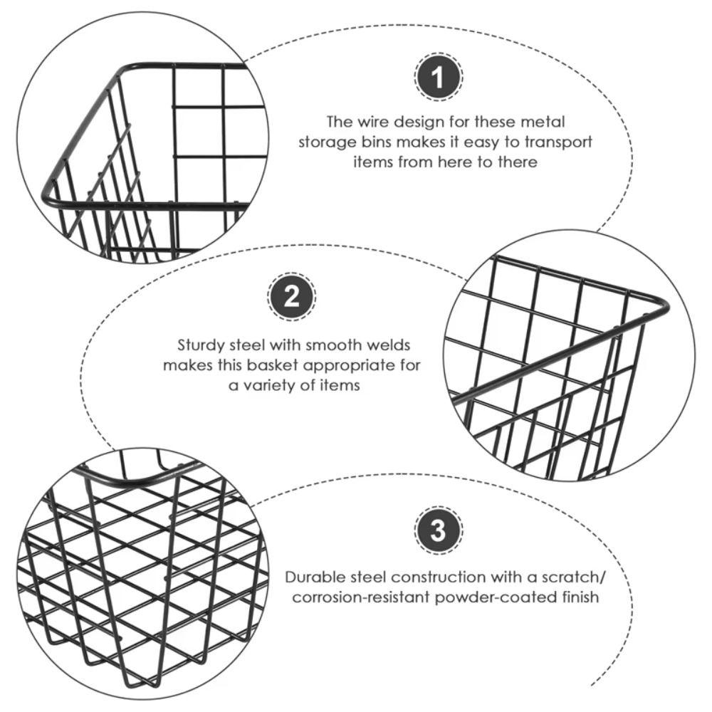 with Built-in Handle Iron Wired Basket Hollow Sundries Container  for Bathroom Kitchen