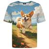 Harajuku Style Street Men Daily Cartoon Tshirts Funny Anime Dogs 3D Printed Corgi Casual