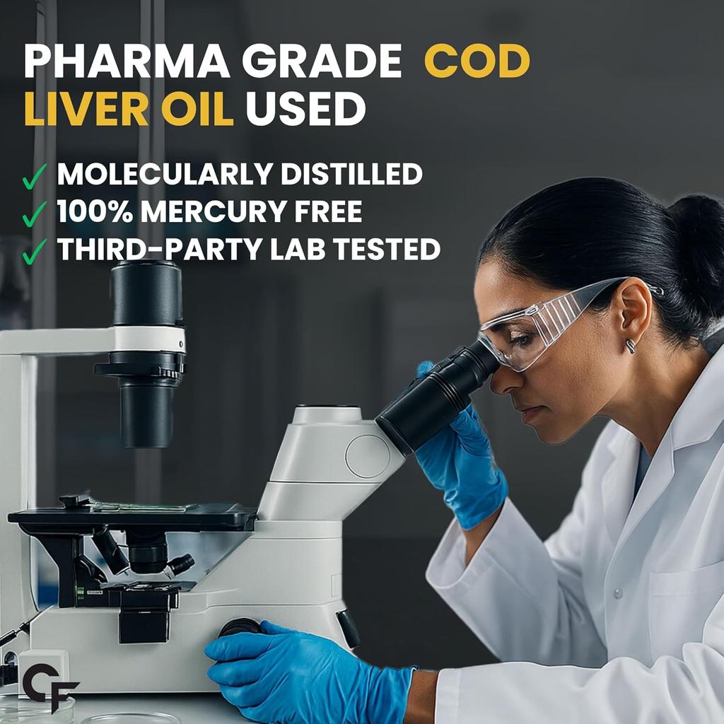 Carbamide Forte Cod Liver Oil Omega 3 FishOil 300mg (120 Softgels Capsules ) with Vitamin D3 Lemon Flavour