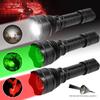 500 Yards Zoomable Flashlight Red/Green/White Hunting Torch 1 Mode High+Remote Pressure Switch+Rifle Scope Mount+18650+Charger
