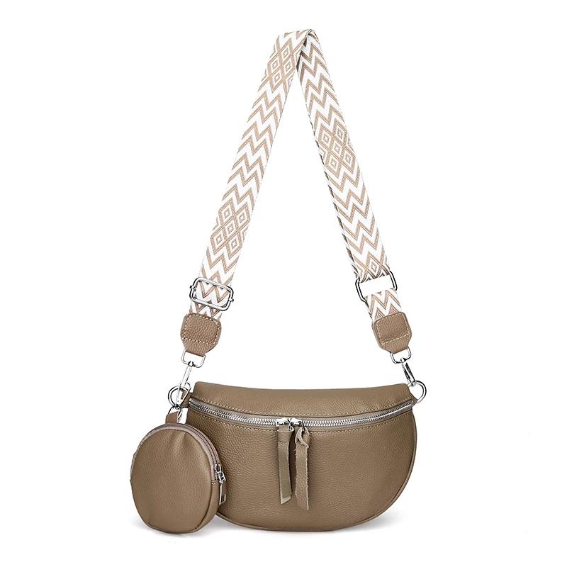 Luxury Genuine Leather Woman Chest Bag High Quality Crossbody Bag for Women Cow Leather with Small Bag