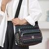 Embroidery Bohemian Crossbody Bag Large Capacity Weave Oxford Bag Stripe Shoulder Bag  Outdoor