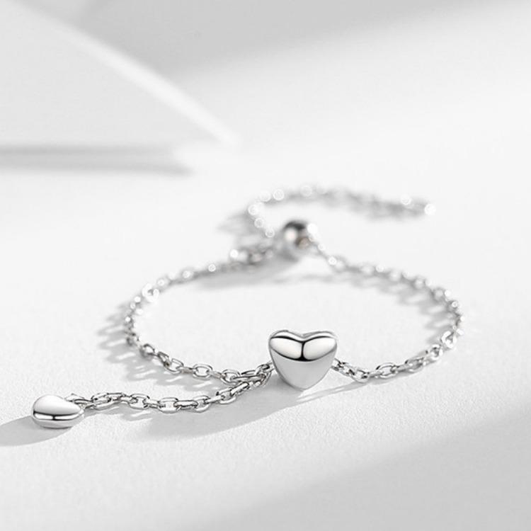 Регулируемое женское кольцо в форме сердца с серебряным покрытием 925 пробы - Модный аксессуар для пальца, фаланги или мизинца