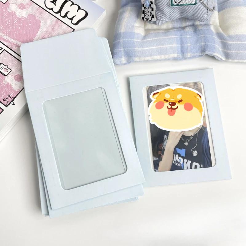10 шт., сумка для карточек ярких цветов с прозрачной пленкой Kpop, 3-дюймовый конверт для фотокарточек, сделай сам, полое окно, упаковочный бумажный карман для карт