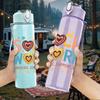 1PC Social Worker Heart Color Letter 750ml Color Plastic Sports Water Bottle Leakproof Flip Straw Lid Suitable for Sports Office Home Use