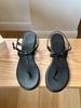 Hyoave Rib Ribbon Sandals - Black