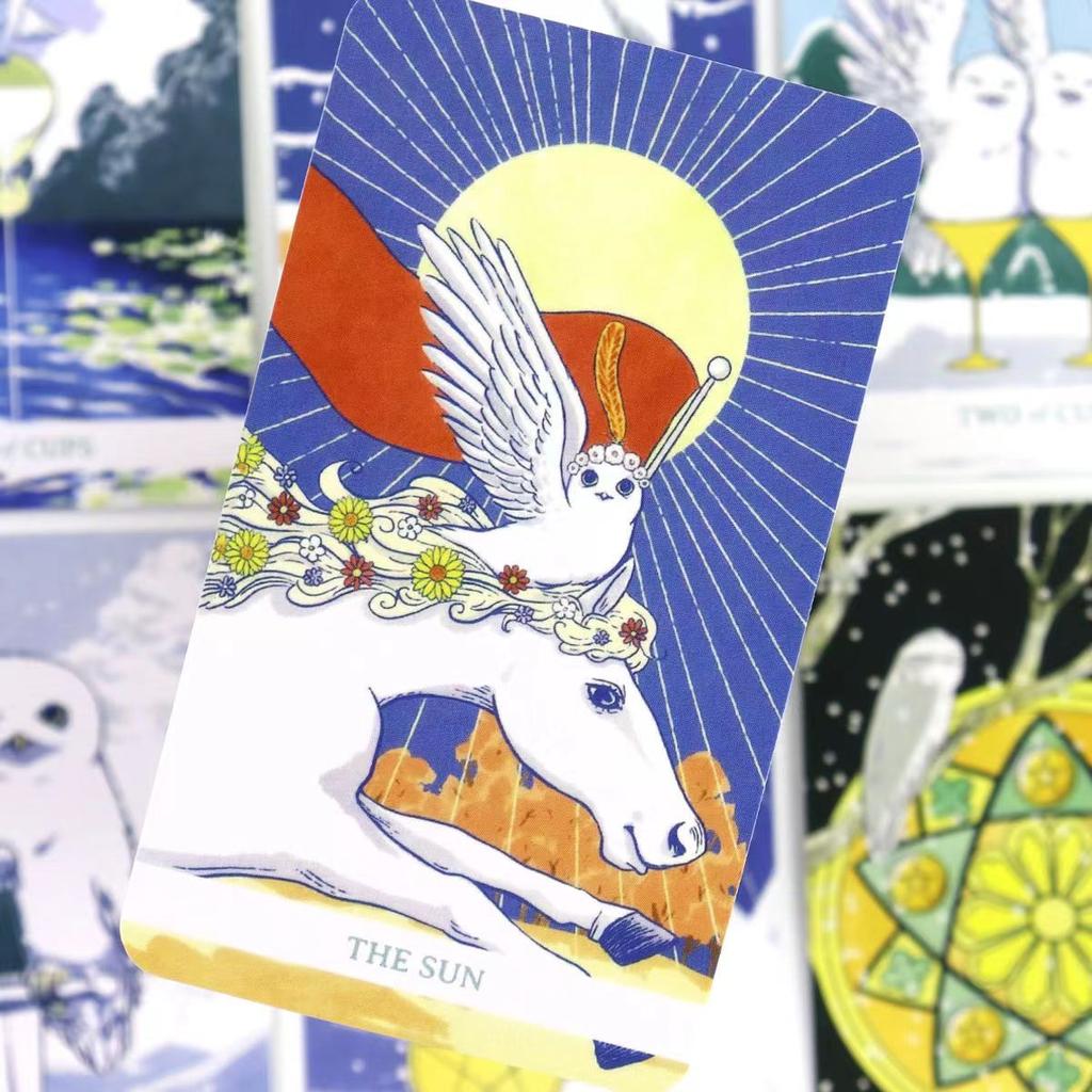 10.3*6cm White Winny Tarot-Whimsical Owl Guide for Intuitive Readings & Self-Discovery 78 Pcs Cards