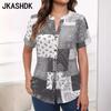 Women's Fashion Casual Summer Spring Short Sleeve V-Neck Blouses & Shirts