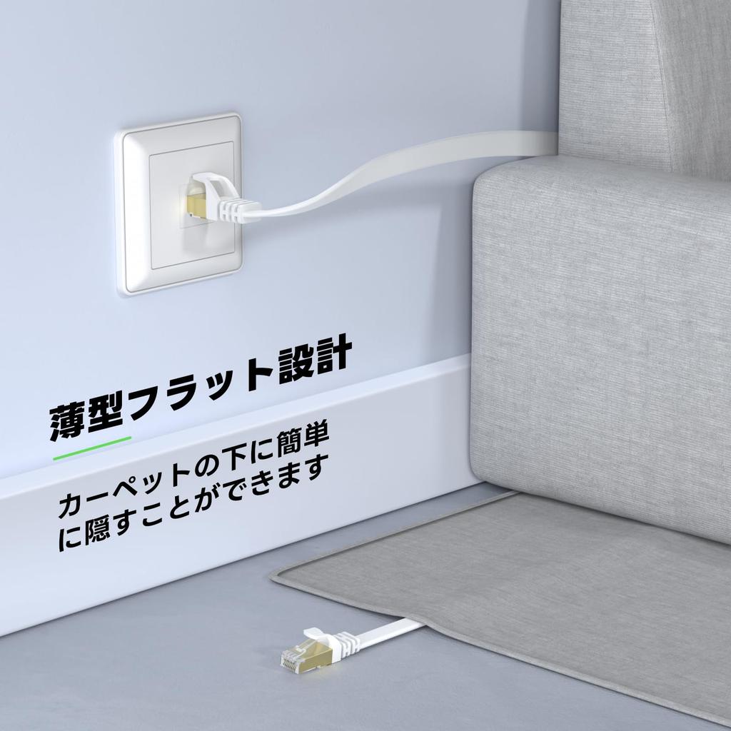 BUSOHE LAN Cable 4M Cat8 Flat Cable 40Gbps 2000MHz with RJ45 Connector Gigabit Ethernet Cable Gold Plated Connector Category 8 Suitable for Home and