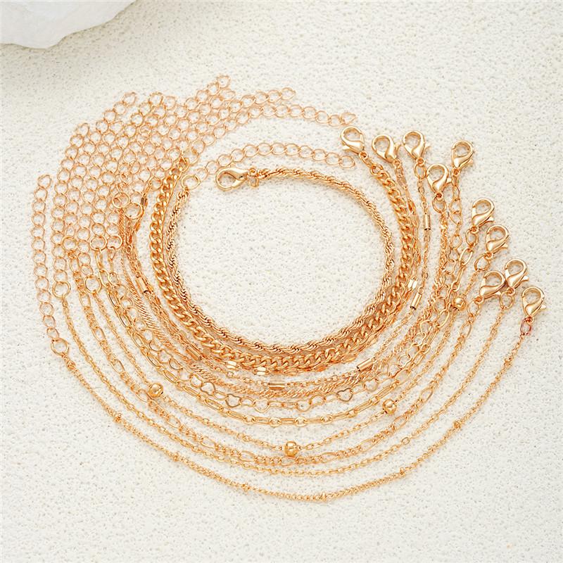 Набор браслетов кубинской цепи для женщин, золотистого цвета, бохо-ретро, толстый витой, модные качественные ювелирные подарки, 11 шт., 2024