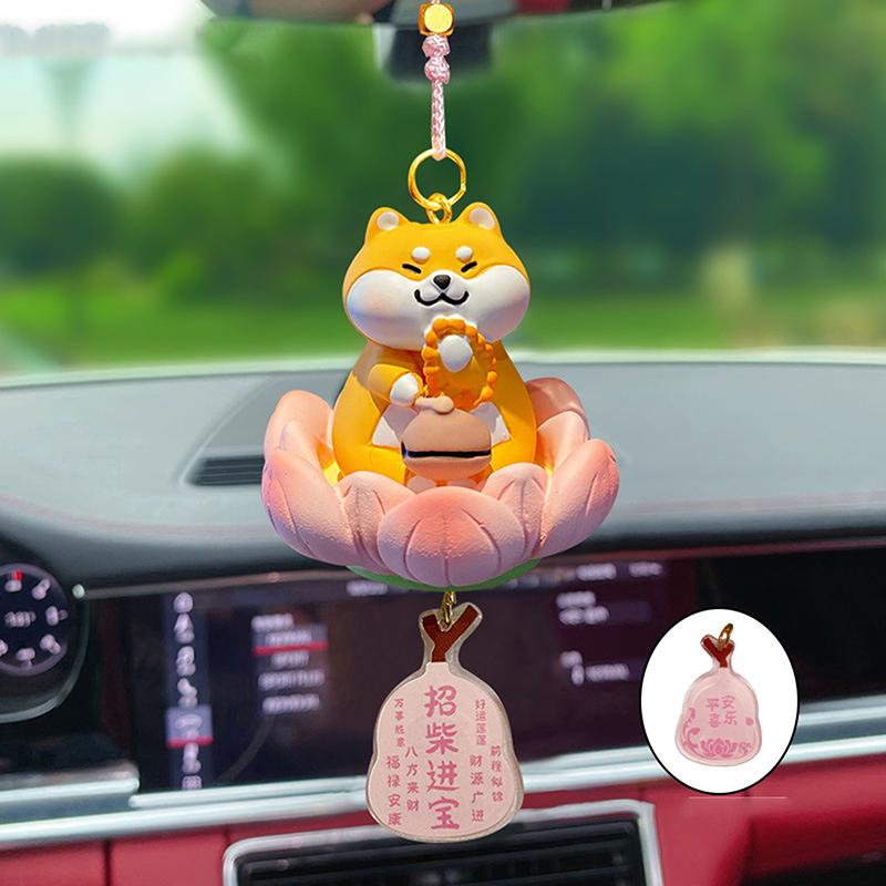 Качающееся животное Капибара Автомобильный кулон Удача Лотос Основание Автомобильный подвесной орнамент Кошка Панда Авто Зеркало заднего вида Подвеска Домашний декор