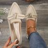 Women's Knot Design Flat Shoes Fashion Pointed Toe Knitted Slip On Shoes Comfy Breathable Flats