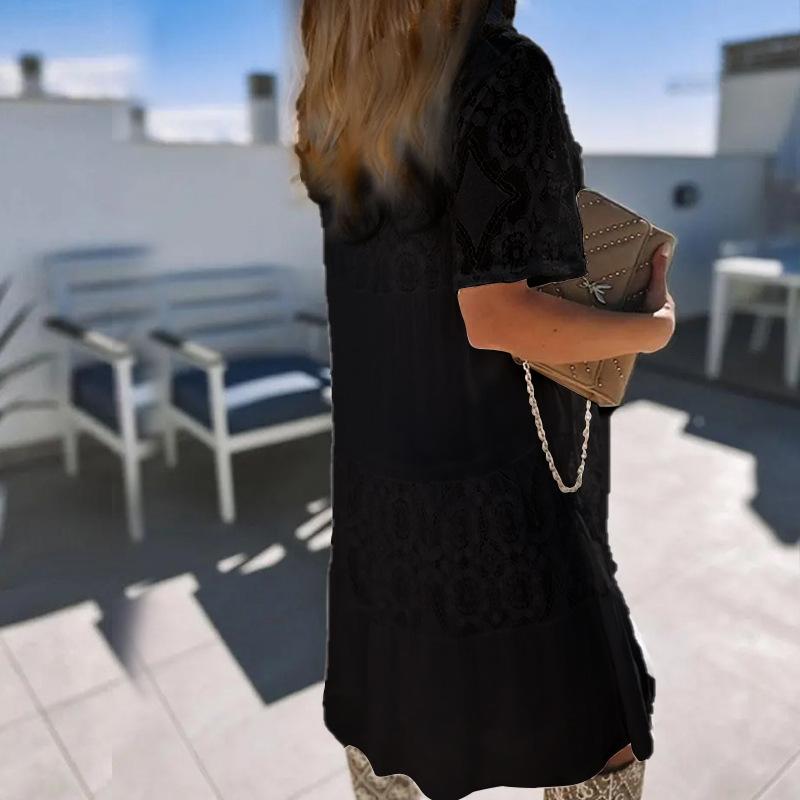 Women's Lace Dress Loose Short Sleeved Dress Lace Maxi Casual Dresses