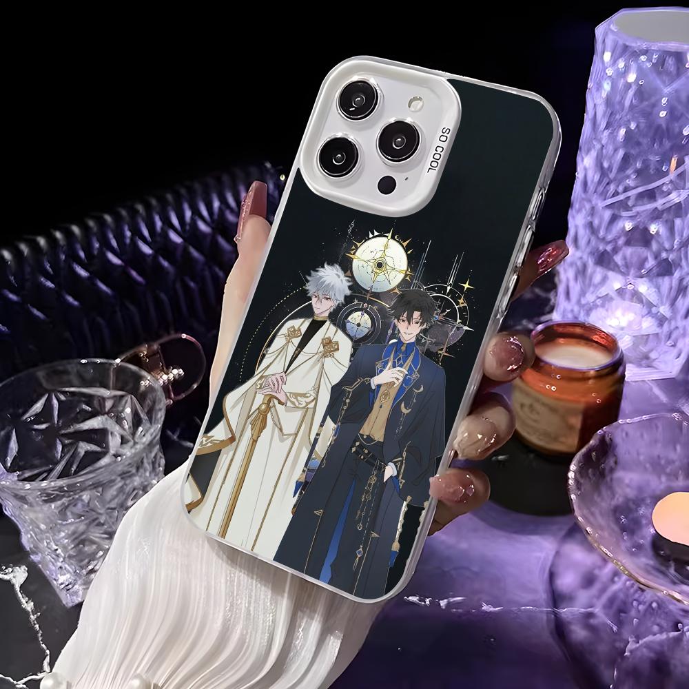 Чехол для телефона L-Link Clicks в стиле аниме для iPhone 16 15 14 13 12 11 Pro Max Белый Фиолетовый Матовый Лазерный Металлик Аврора Funda