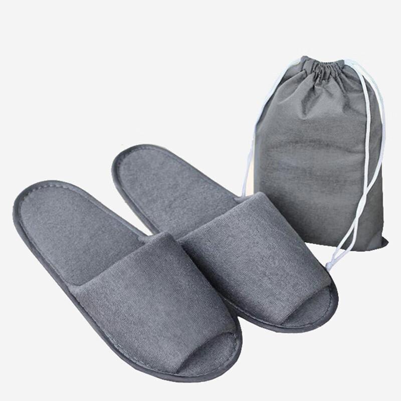 Xinqin Disposable Slippers, Portable And Foldable for Travel, Indoor Cotton Slippers, Reusable, Gray, Size 37-42