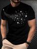 Easy Starry Sky Style! A Black Short-Sleeve T-Shirt with a Meteor And Star Print, a Perfect Gift