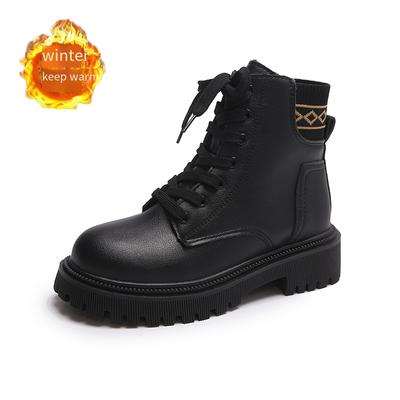 Женские зимние ботинки Повседневные короткие ботинки Ботильоны для девочки Черные теплые ботильоны с мехом Большой размер