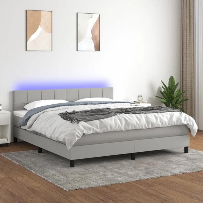 Maison Exclusive - Sommier à lattes de lit et matelas et LED Gris clair 180x200 cm