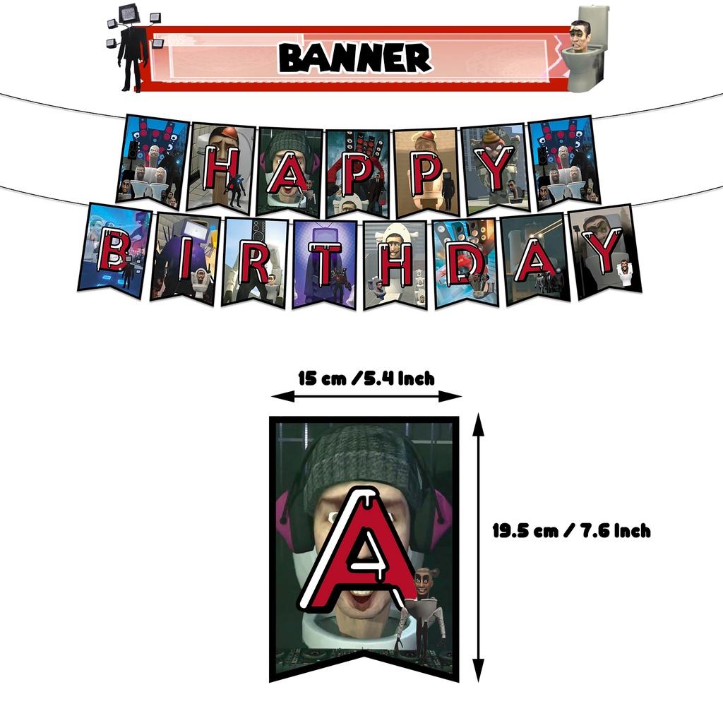 Набор для украшения дня рождения в стиле Skibidi Toilet Тематический топпер для торта-монстра, бумажные флажки, воздушные шары и многое другое!