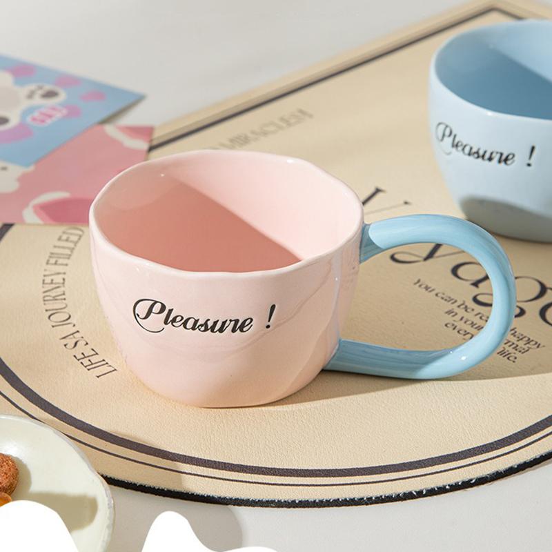 300 мл Английская простая кофейная чашка конфетного цвета для пары, керамическая кружка для чая с молоком, овсяная кружка для завтрака, посуда для напитков, кухонная чашка, подарки для пары