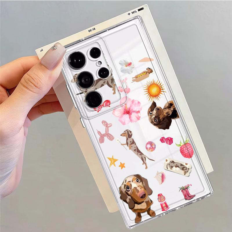 Чехол-накладка с мультяшными кошкой и собакой для Samsung Galaxy S26 S21 S22 FE Note 20 Ultra 10 S20 Plus S24 S23 Ultra S25 Edge