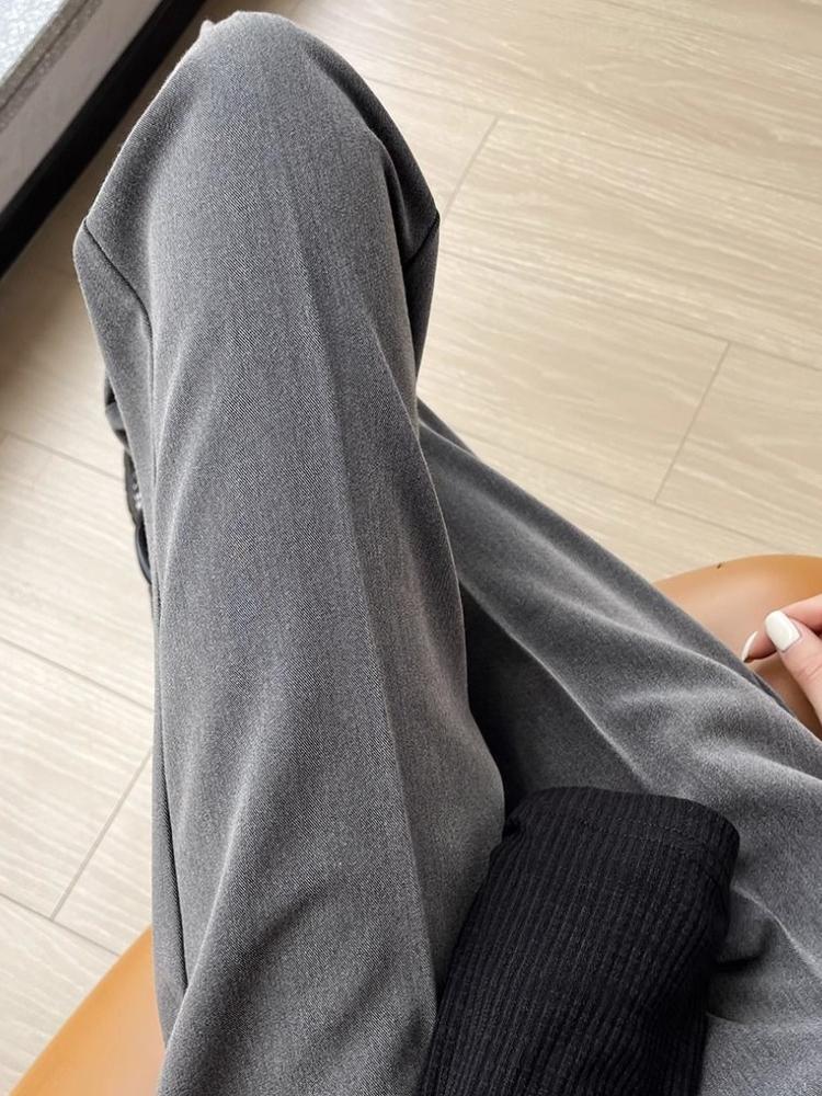 Весна Осень Черный Элегантный Костюм Брюки Харен Женские Модные Эластичные Повседневные Брюки С Высокой Талией Женские Корейские Стильные Однотонные Офисные Женские Узкие Брюки